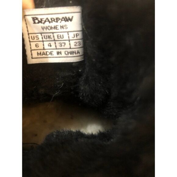 BearPaw Womans Snow Boot 682W Shuede Sheepskin Wool 9” tall Size 6 - Picture 7 of 8